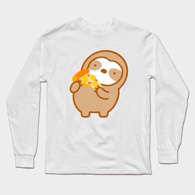 Cute Hawaiian Pineapple Pizza Sloth Long Sleeve T-Shirt by theslothinme